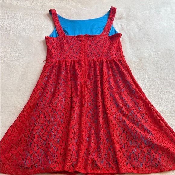 Scarlett Red and Blue Lace Overlay Fit & Flare Dress - Picture 12 of 12